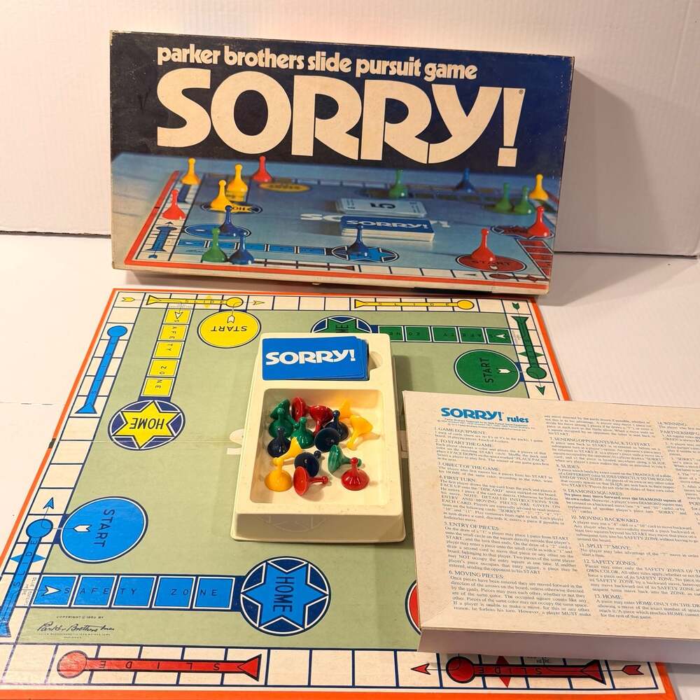Vintage 1972 Parker Brothers Sorry! Slide Pursuit Board Game #390